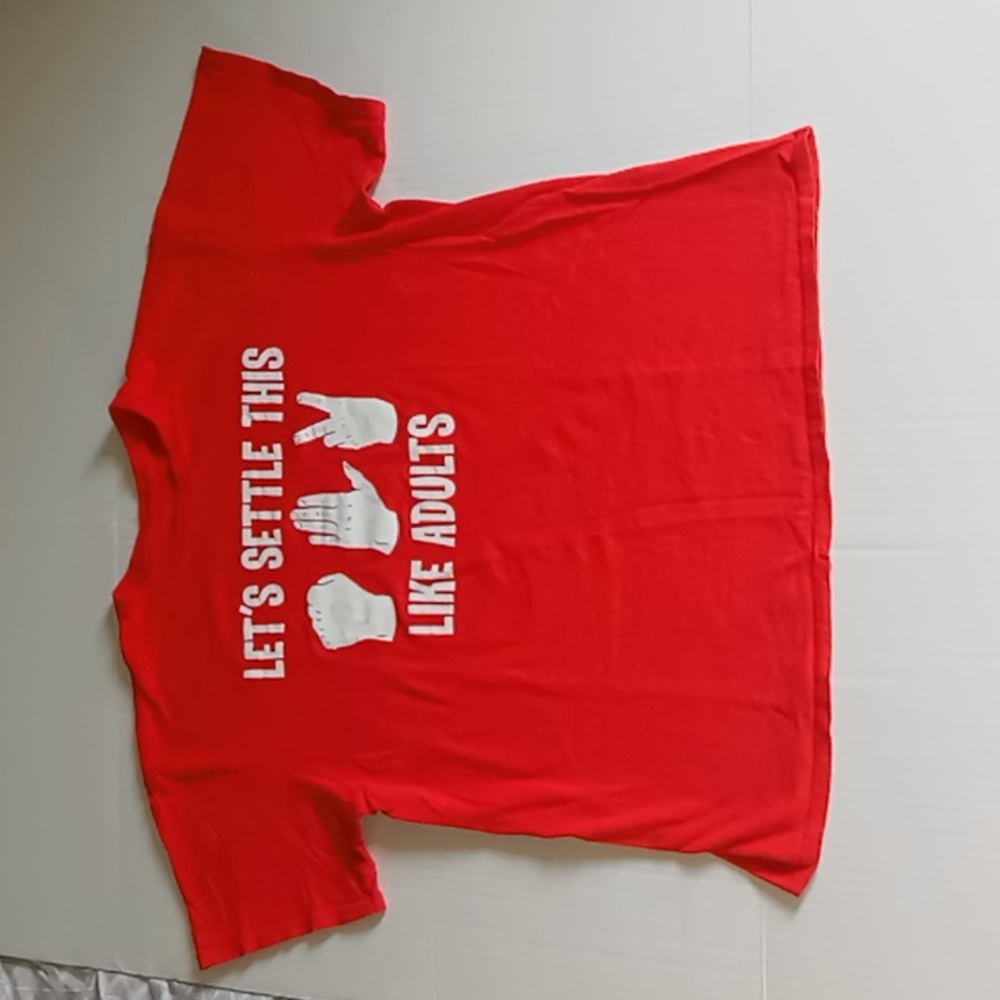 Let's settle this like adults rock paper scissors red t-shirt